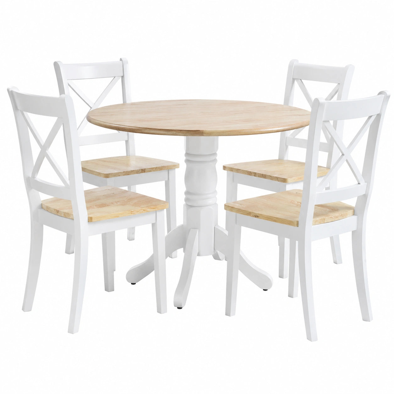 Salon de jardin, coloris blanc et marron, 5 pièces, pour la terrasse ou le jardin