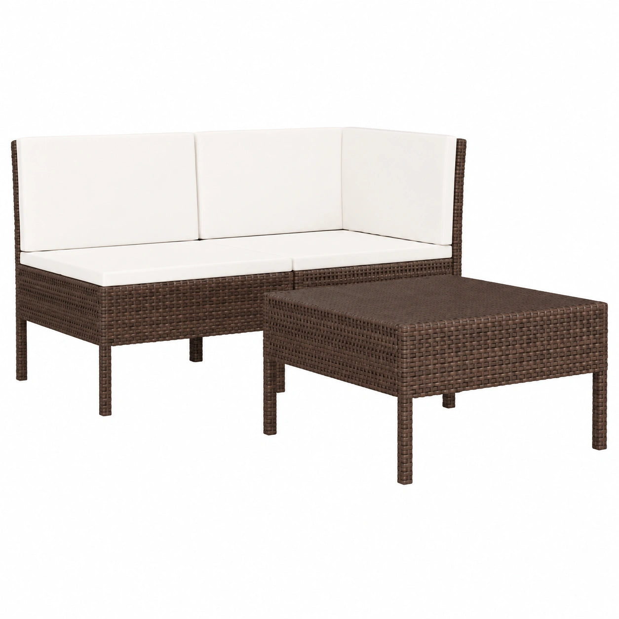 Salon de jardin, en résine tressée, coloris marron, 3 pièces, pour la terrasse ou le jardin