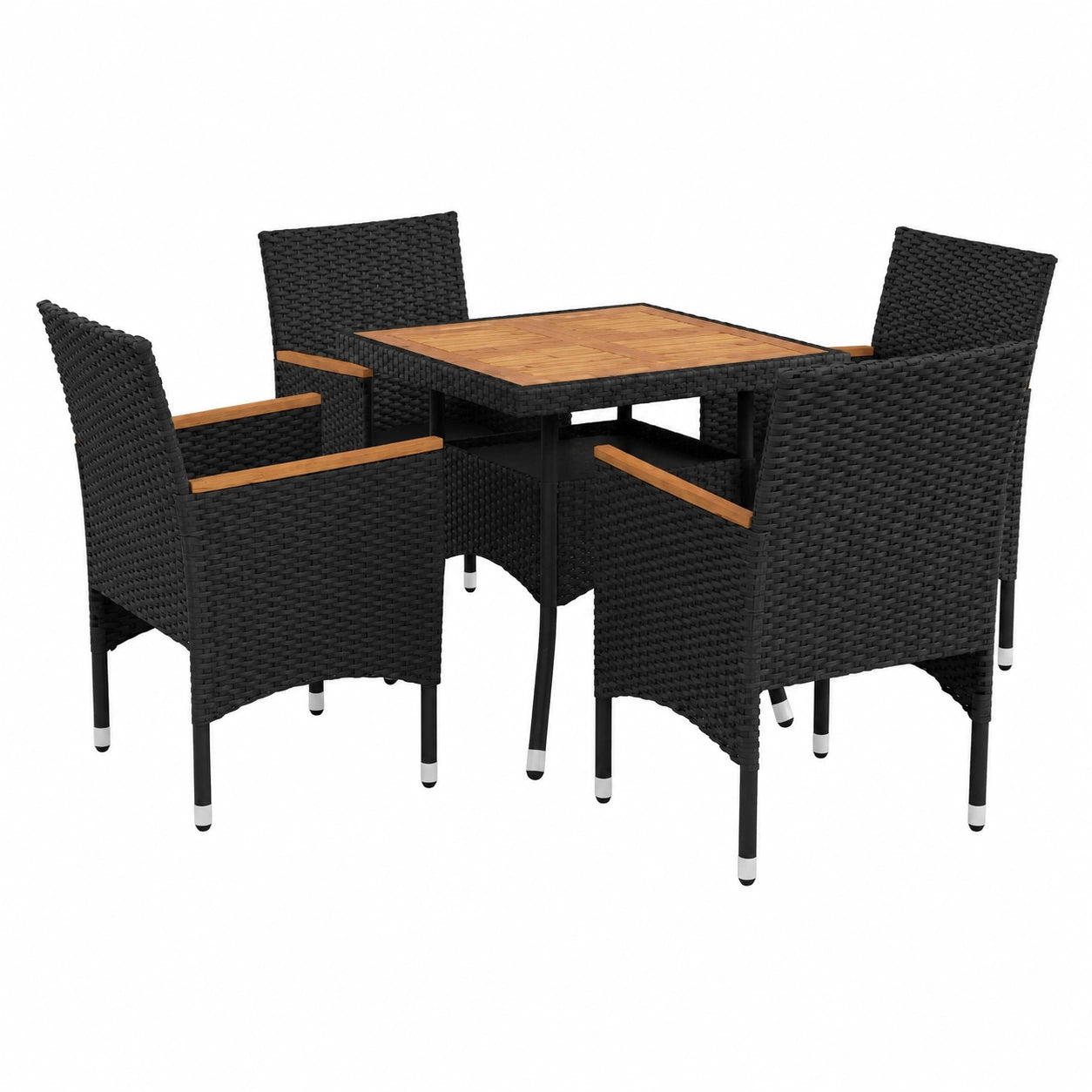 Salon de jardin, en résine tressée, 5 pièces, coloris noir, pour la terrasse ou le jardin