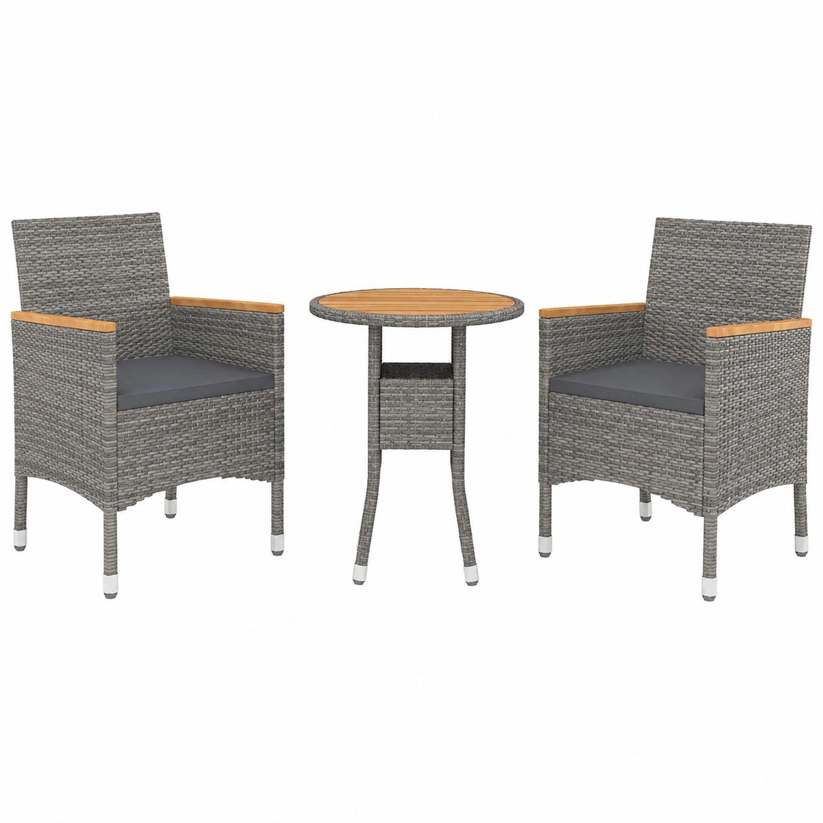 Salon de jardin, en résine tressée, 3 pièces, coloris gris, pour la terrasse ou le jardin