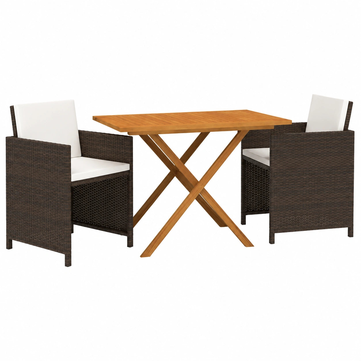 Table à manger, 3 pièces, coloris marron, pour la salle à manger