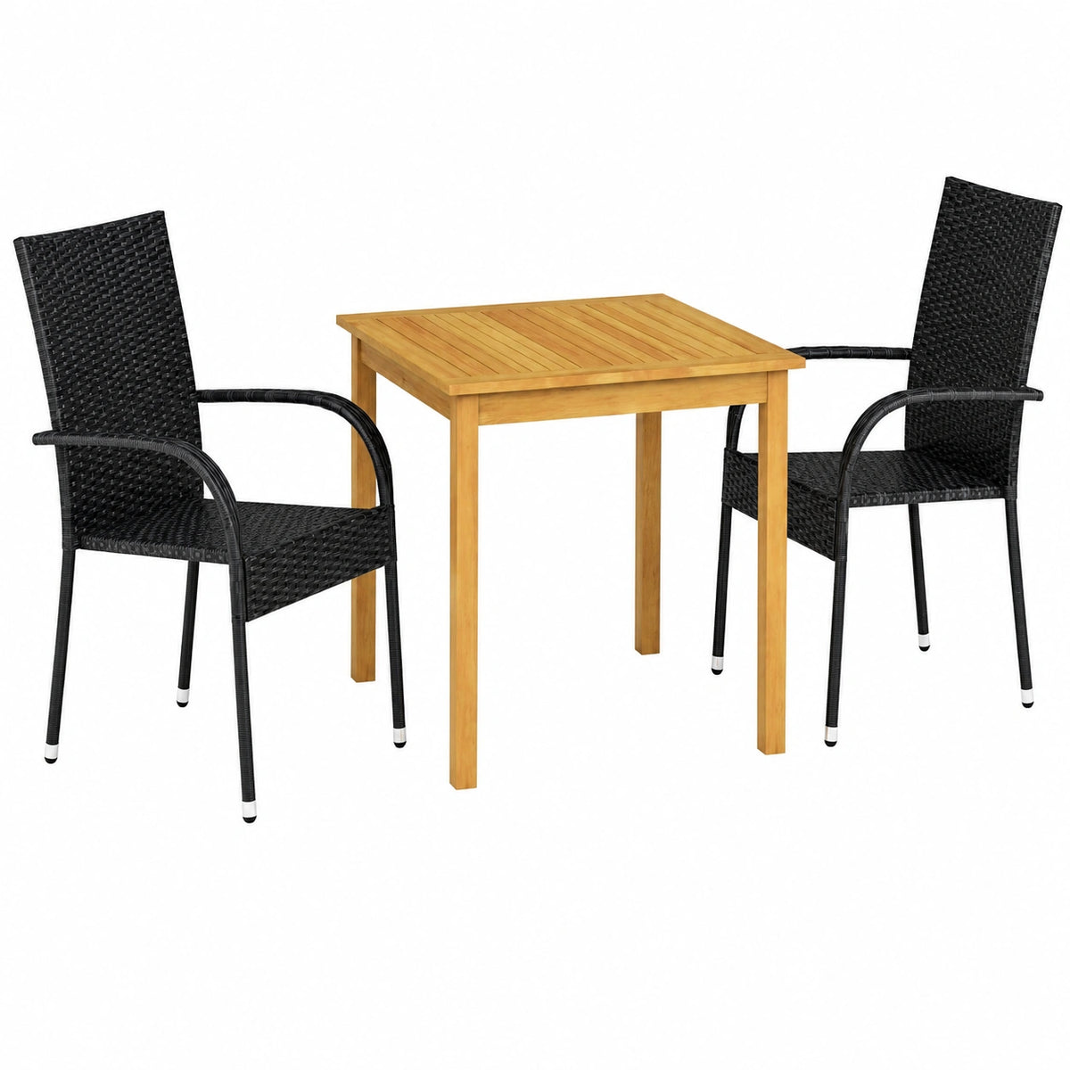 Salon de jardin, coloris noir, 3 pièces, pour la terrasse ou le jardin