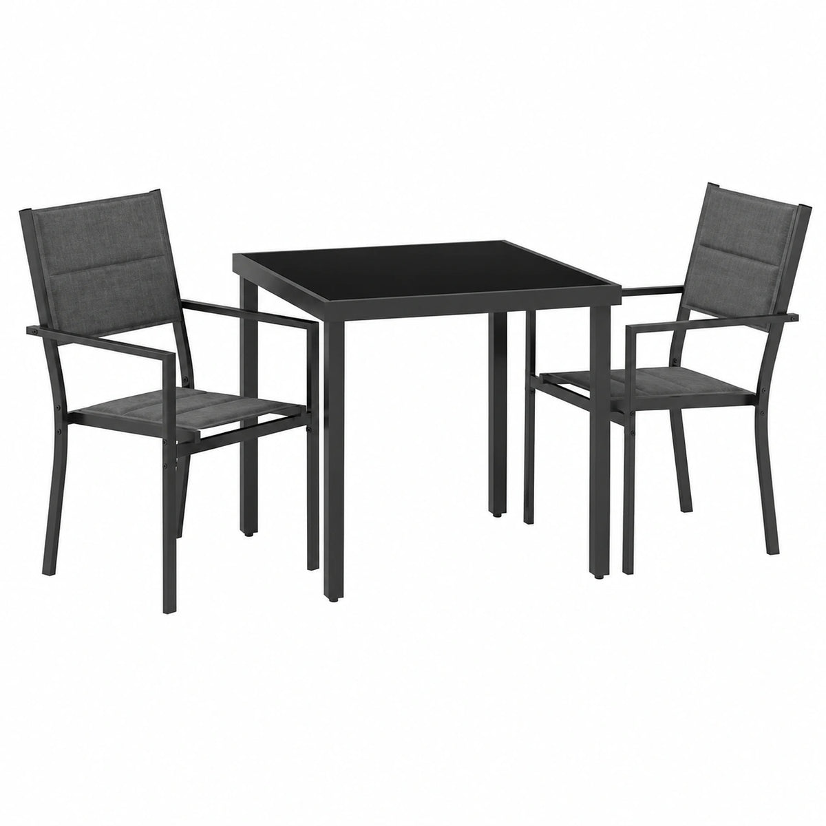 Salon de jardin, en acier, 3 pièces, pour la terrasse ou le jardin