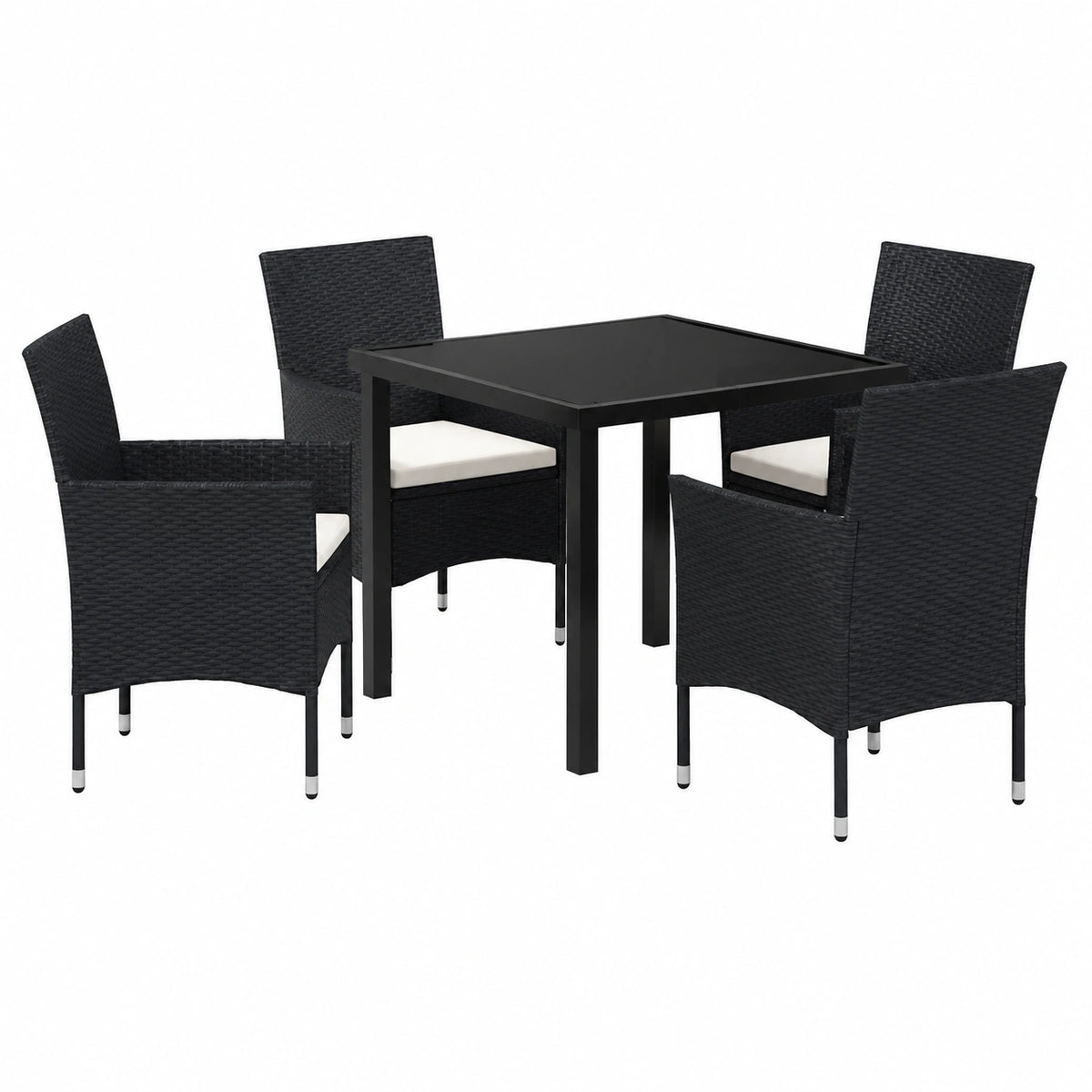 Salon de jardin, en résine tressée, coloris noir, 5 pièces, pour la terrasse ou le jardin