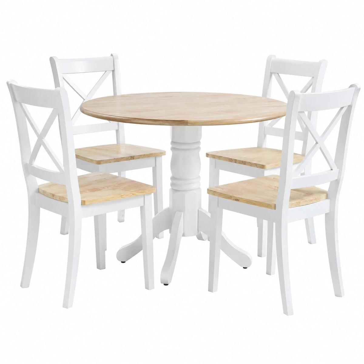 Salon de jardin, coloris blanc et marron, 5 pièces, pour la terrasse ou le jardin