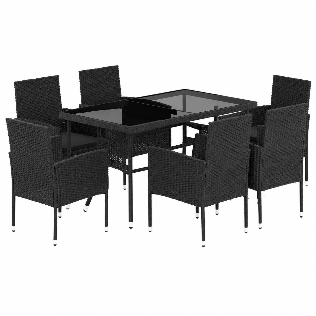 Salon de jardin, en résine tressée, 5 pièces, coloris noir, pour la terrasse ou le jardin