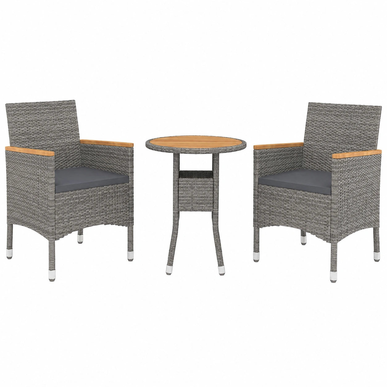 Salon de jardin, en résine tressée, 3 pièces, coloris gris, pour la terrasse ou le jardin